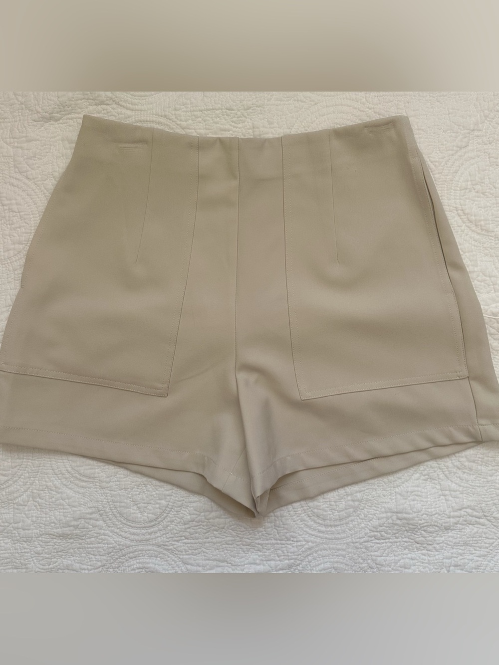 High-Rise Cream Women's Tailored Shorts